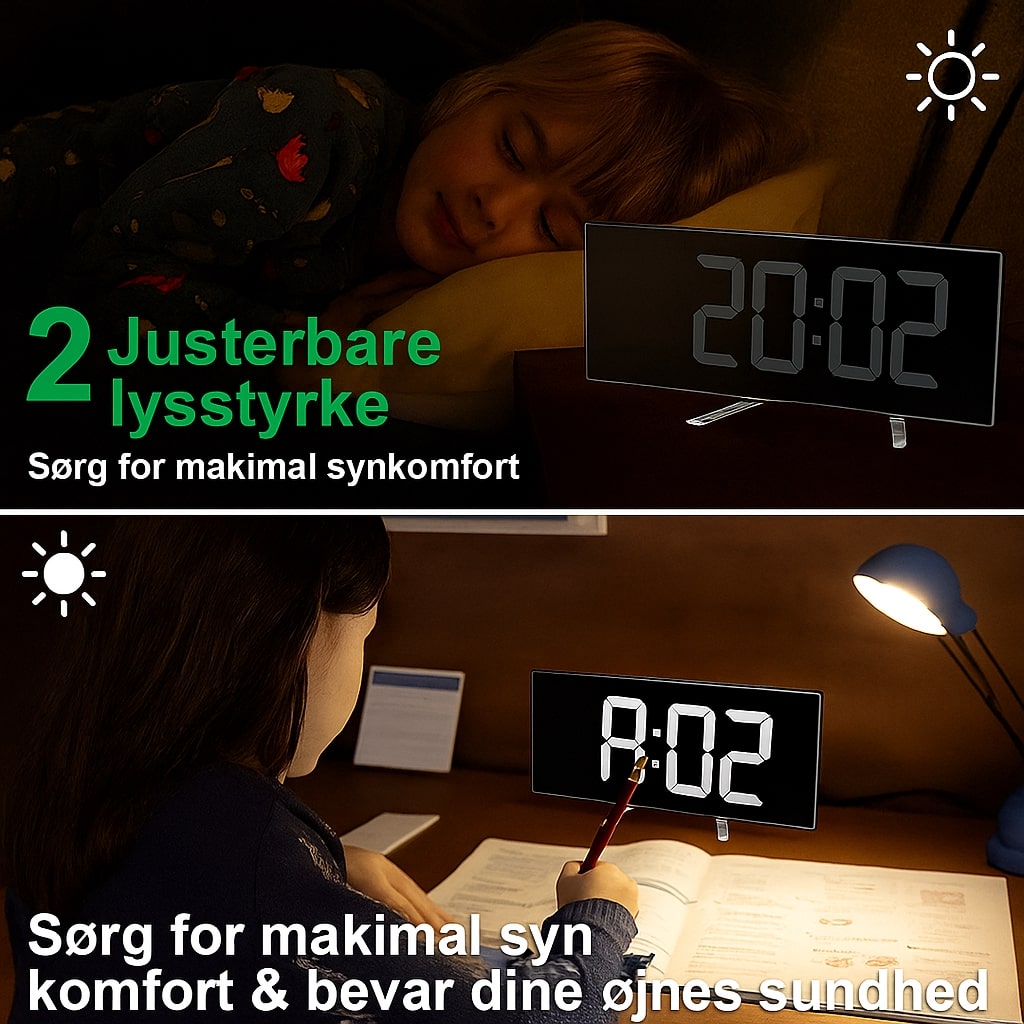 Digitalt LED Ur med Buet Front og Klar Visning
