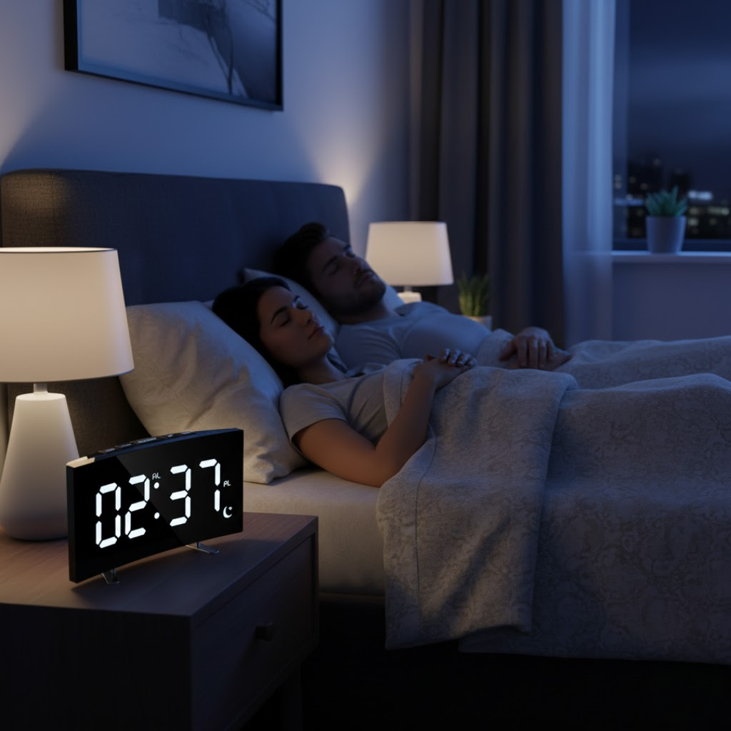Digitalt LED Ur med Buet Front og Klar Visning