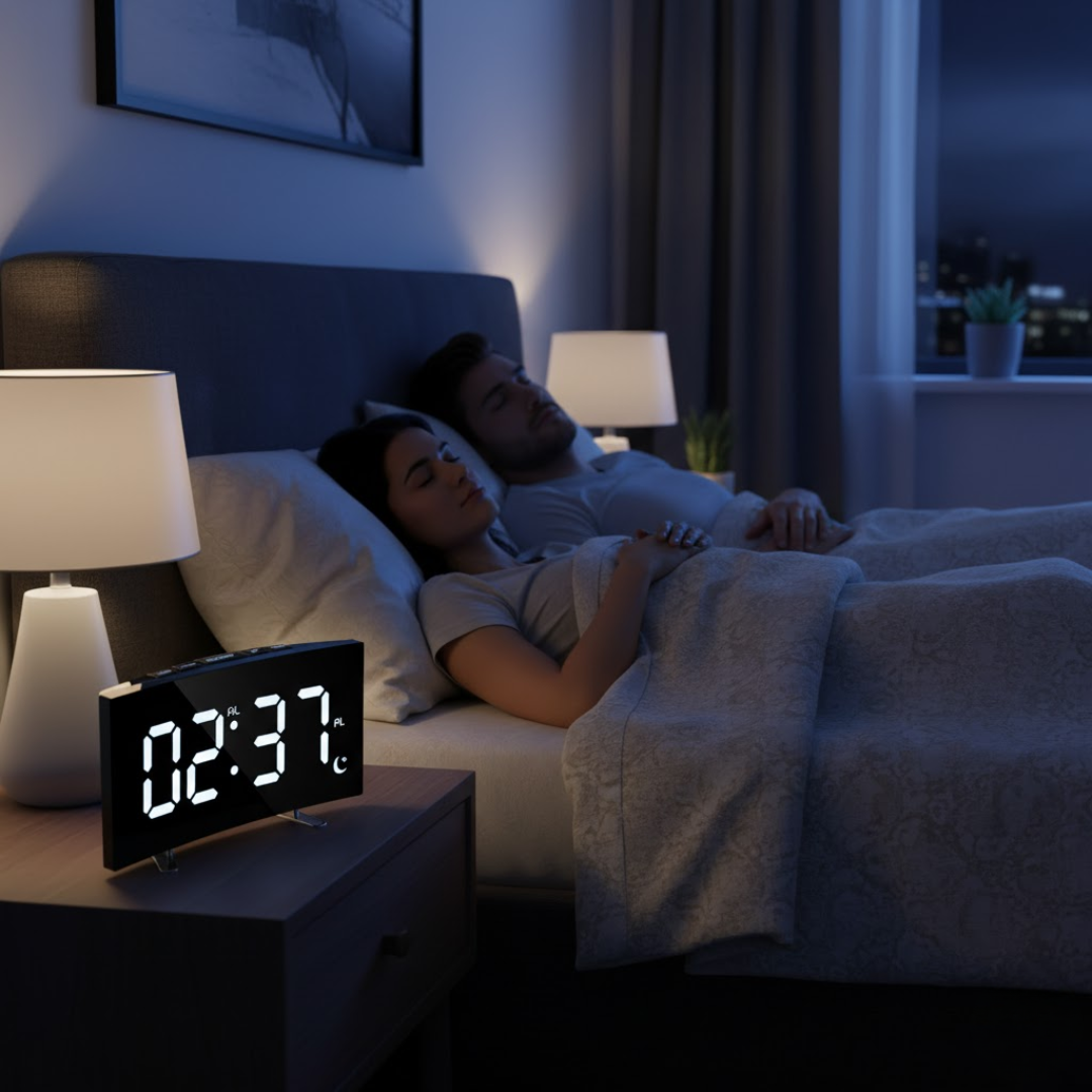 Digitalt LED Ur med Buet Front og Klar Visning