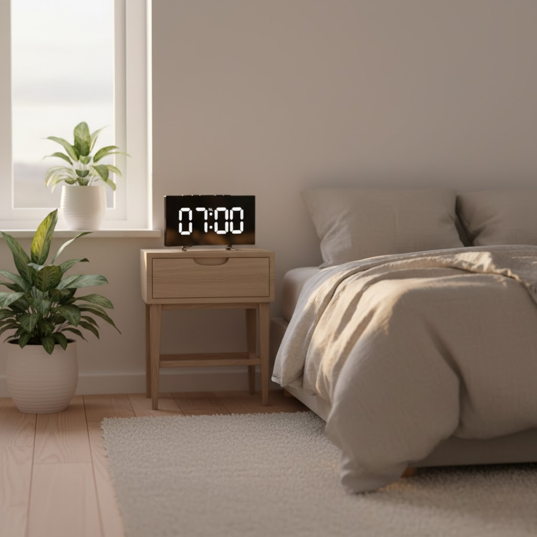 Digitalt LED Ur med Buet Front og Klar Visning