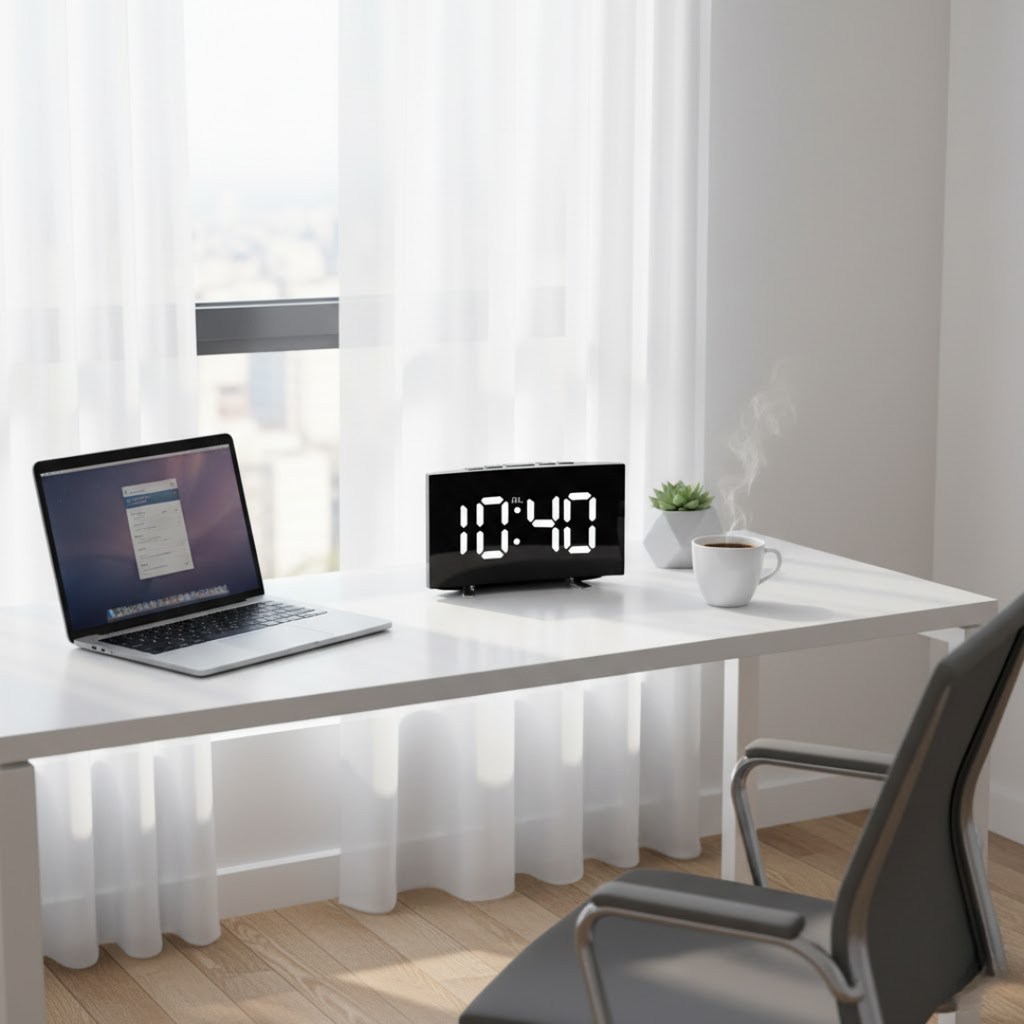 Digitalt LED Ur med Buet Front og Klar Visning