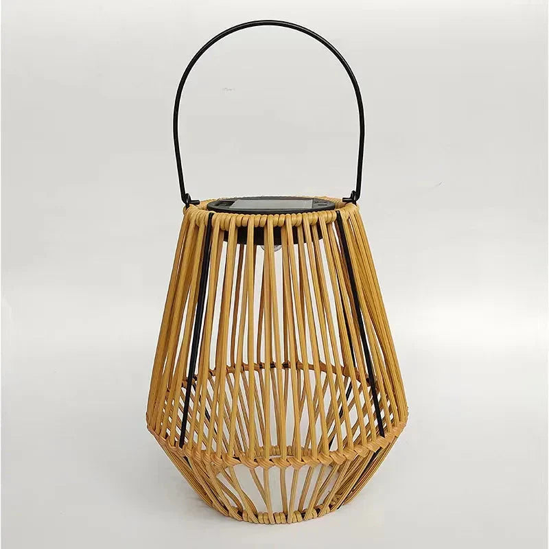 Solcellelanterne Med Rattanlook Og Automatisk LED-Belysning Til Have Og Terrasse