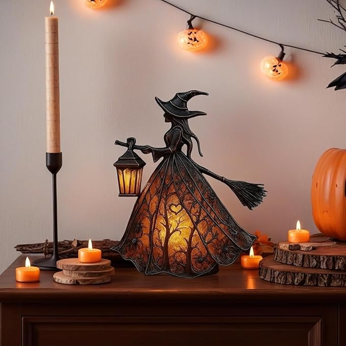 Halloweenlanterne Med Gotisk Design Og Ledlys For Magisk Stemning