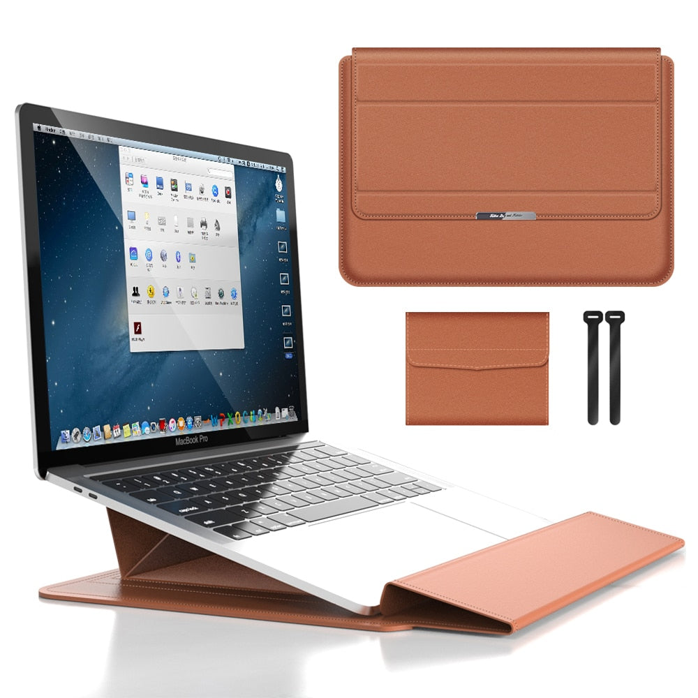 Foldbart Laptopetui med Integreret Ergonomisk Stander for Komfortabel Mobil Arbejdsstilling