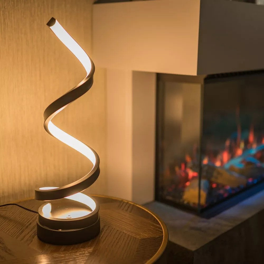Spiralformet LED-Bordlampe i Metal med Dæmpbart Lys