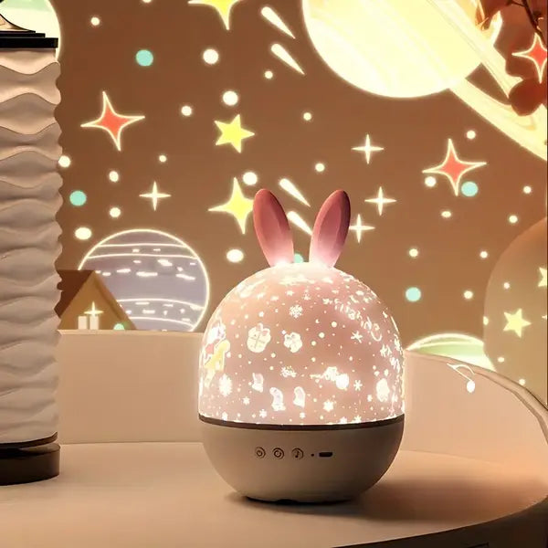 Stjerneprojektor Natlampe Med Musik, Fjernbetjening Og Timerfunktion
