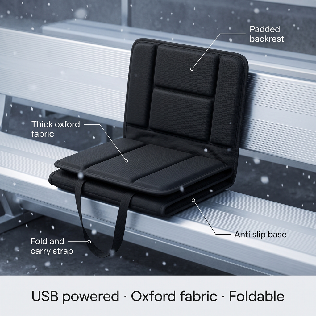 Foldbar Varmepude med Ryglæn og 3 USB-Varmetrin