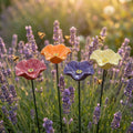 Keramiske Biskåle Med Blomsterform, Metalstænger Og Daglig Udendørs Vandkilde