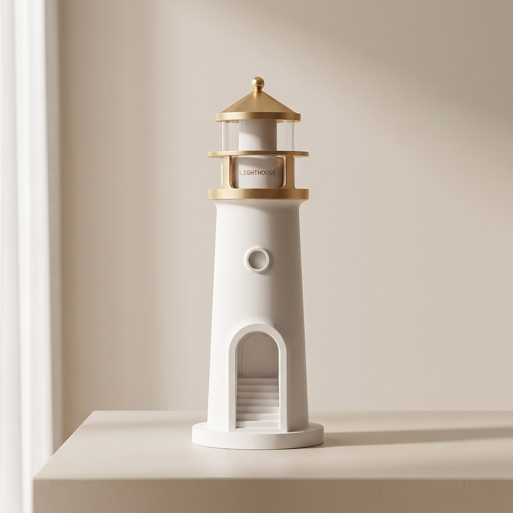 Fyrtårnsbordlampe med Måneprojektion og Stabil Indendørs Lysfunktion