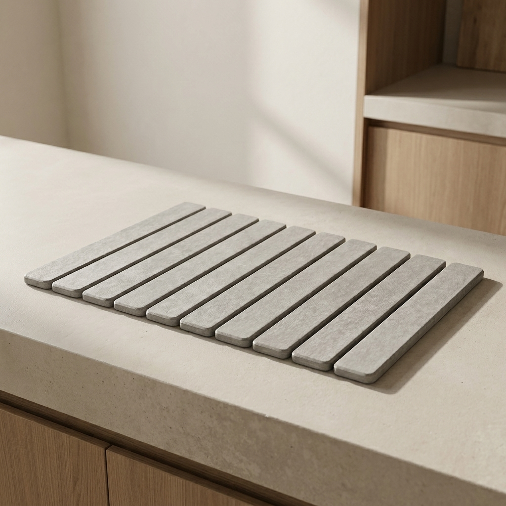 Køkkenmåtte med Absorberende Stenblanding og Foldbar Indendørs Tørreflade