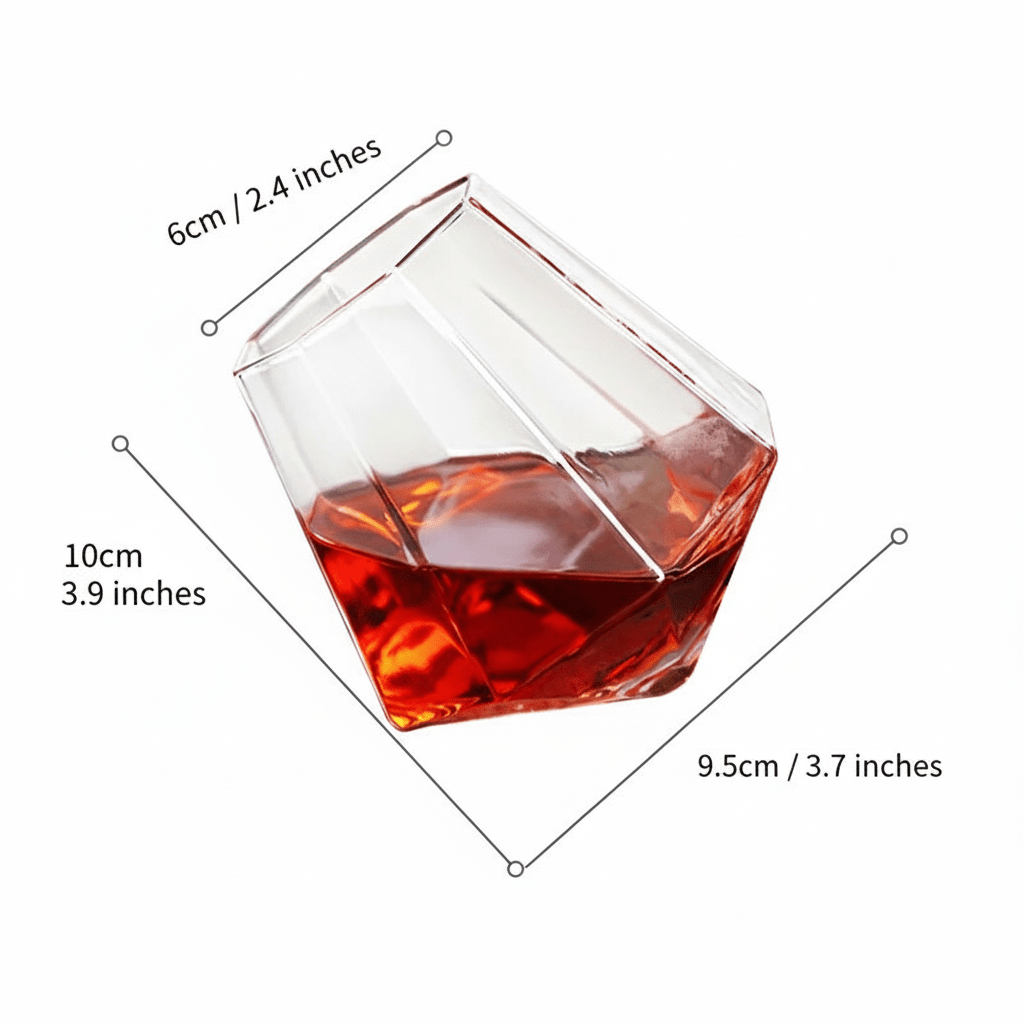 Vippet Whiskyglas i Borosilikatglas med Geometrisk Design