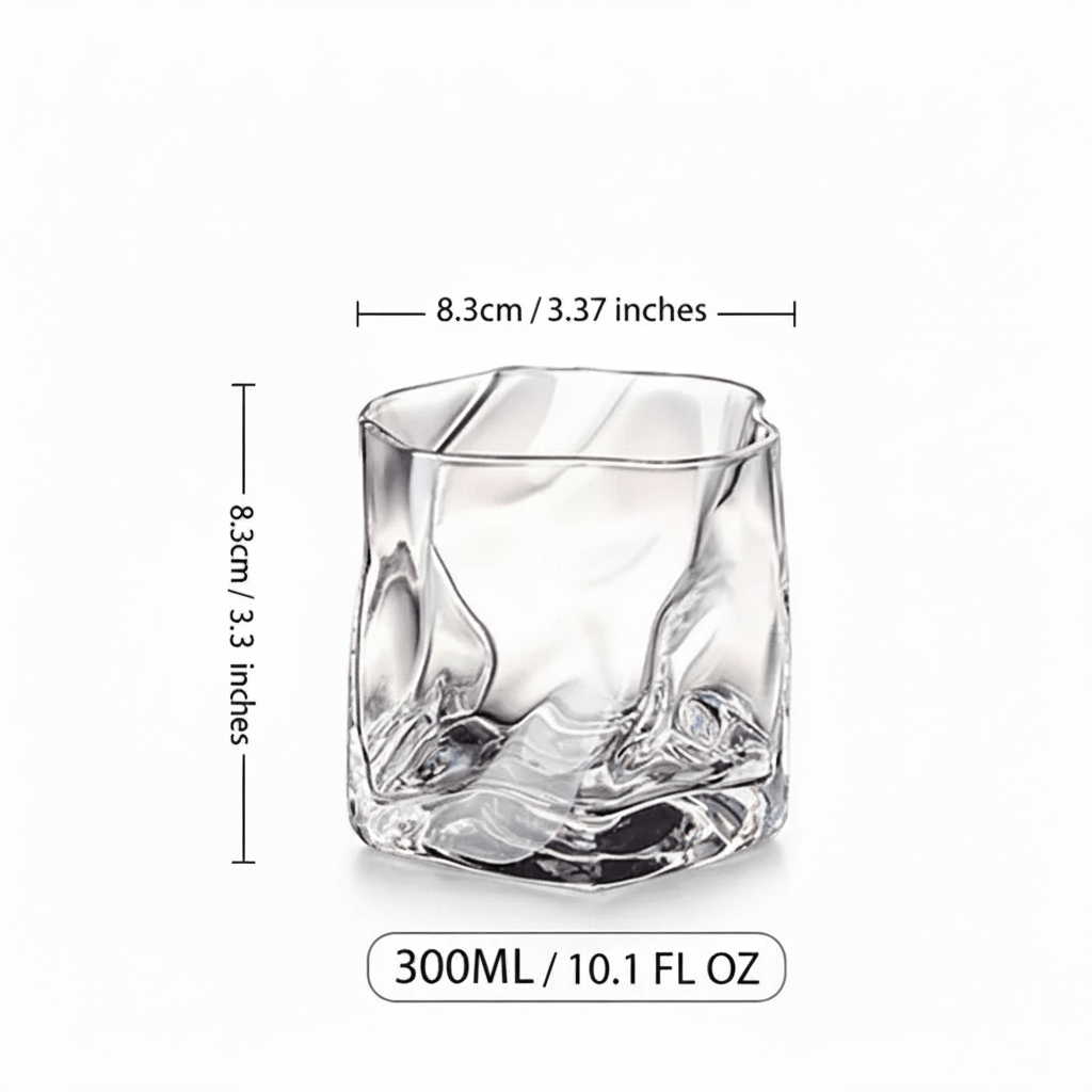 Whiskyglas med Struktureret Overflade og Guldfarvet Kant