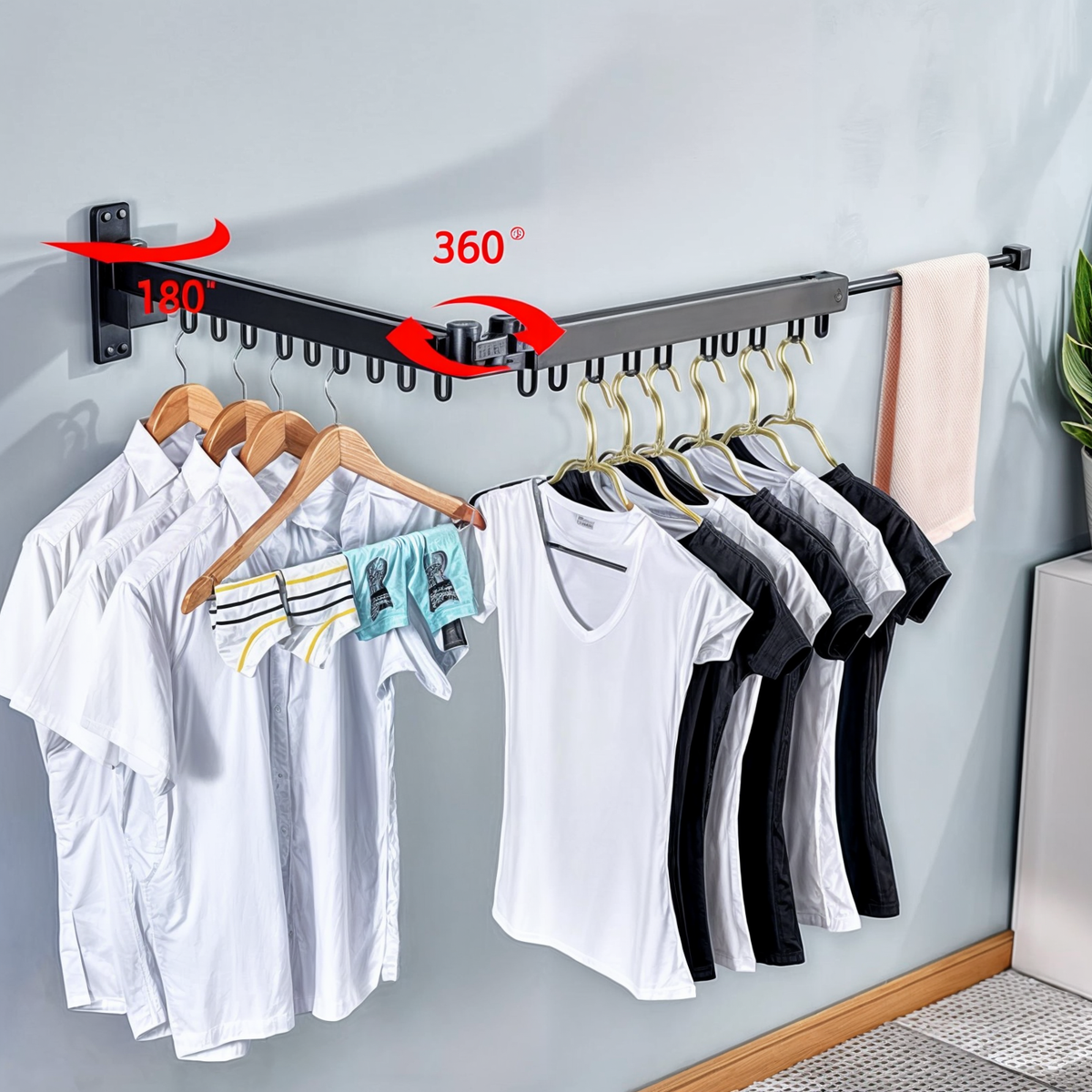 Udtrækkeligt Tørrestativ Med Drejearme Og Daglig Pladsoptimering