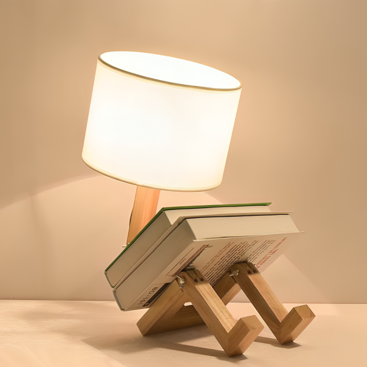 Skandi Bordlampe med Hylde og Justerbart Læsehoved