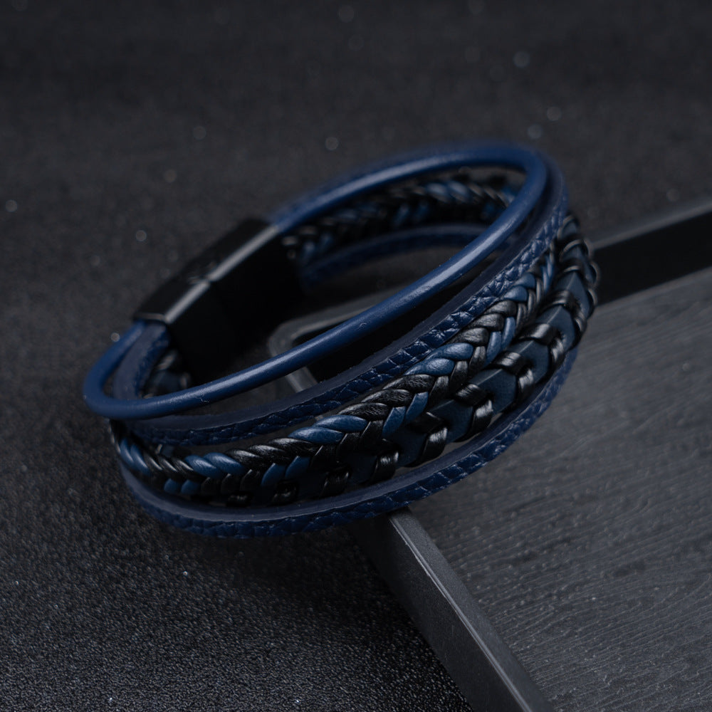 Flettet Læderarmbånd Med Magnetlås Til Hverdagsbrug