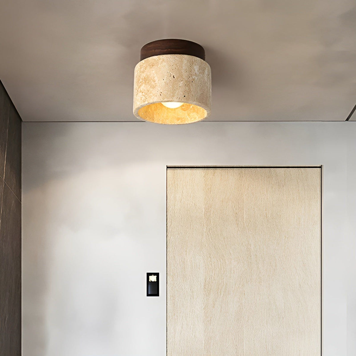 Japansk Inspireret Loftlampe Med Minimalistisk Design Og Blød Stemningsbelysning