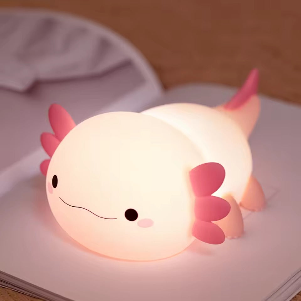 Axolotl Natlys i Blødt Silikone med Beroligende LED‑Glød