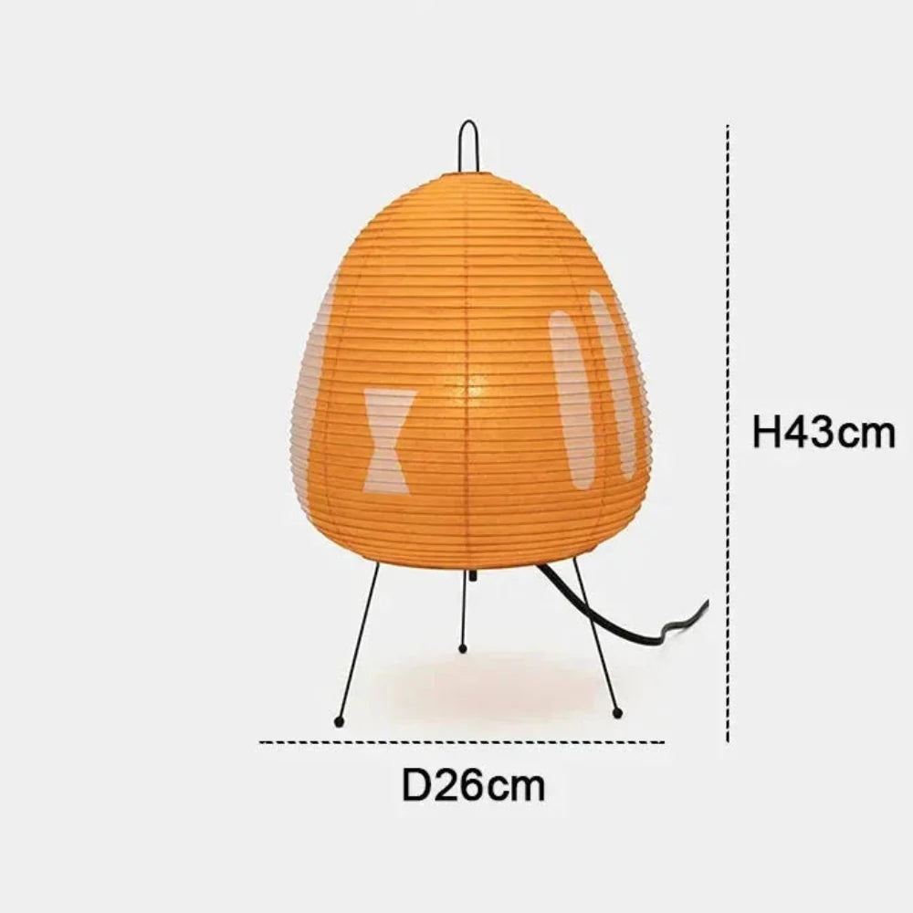Japansk Bordlampe med Rispapirskærm og Beroligende Lys