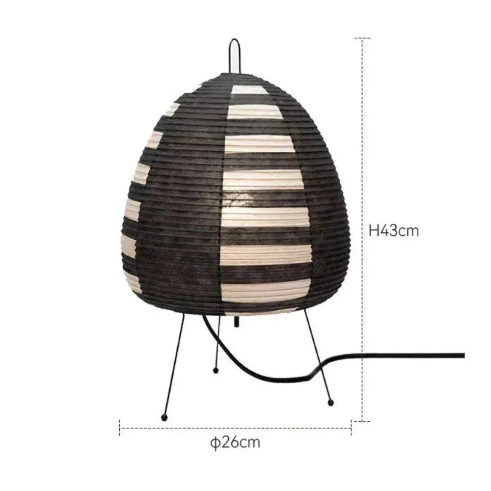 Japansk Bordlampe med Rispapirskærm og Beroligende Lys
