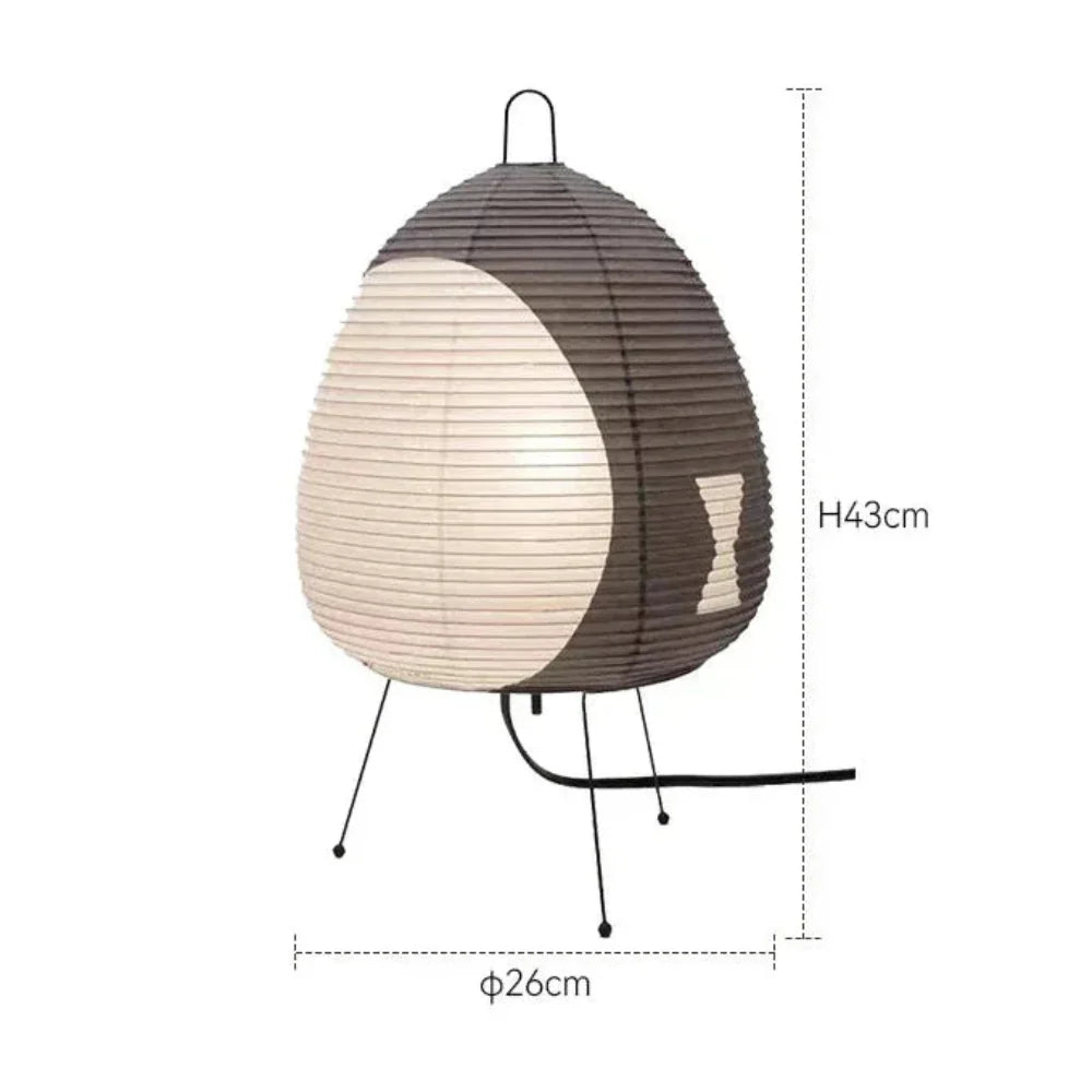 Japansk Bordlampe med Rispapirskærm og Beroligende Lys