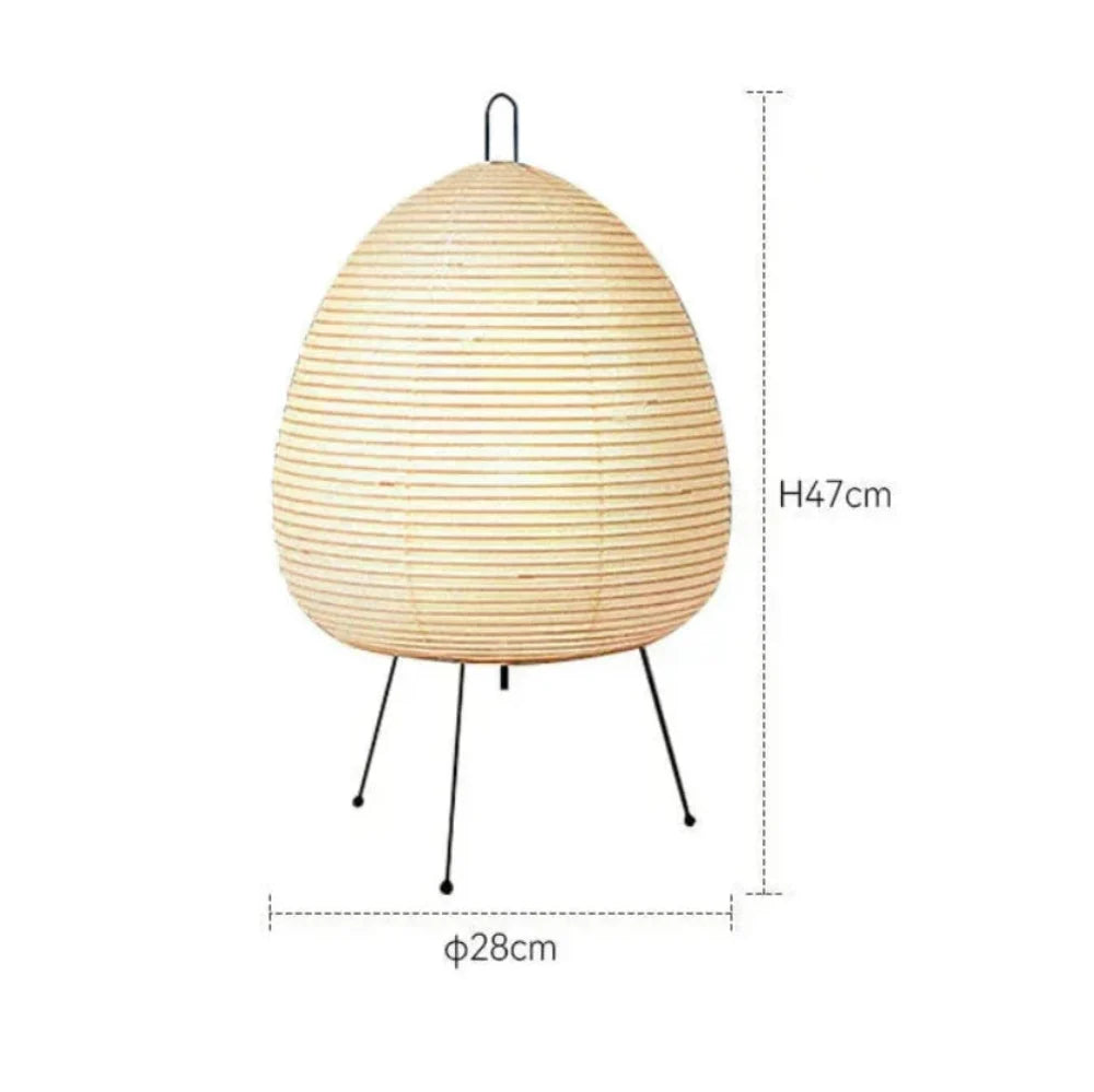 Japansk Bordlampe med Rispapirskærm og Beroligende Lys