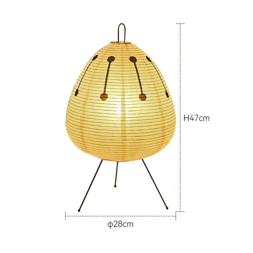 Japansk Bordlampe med Rispapirskærm og Beroligende Lys