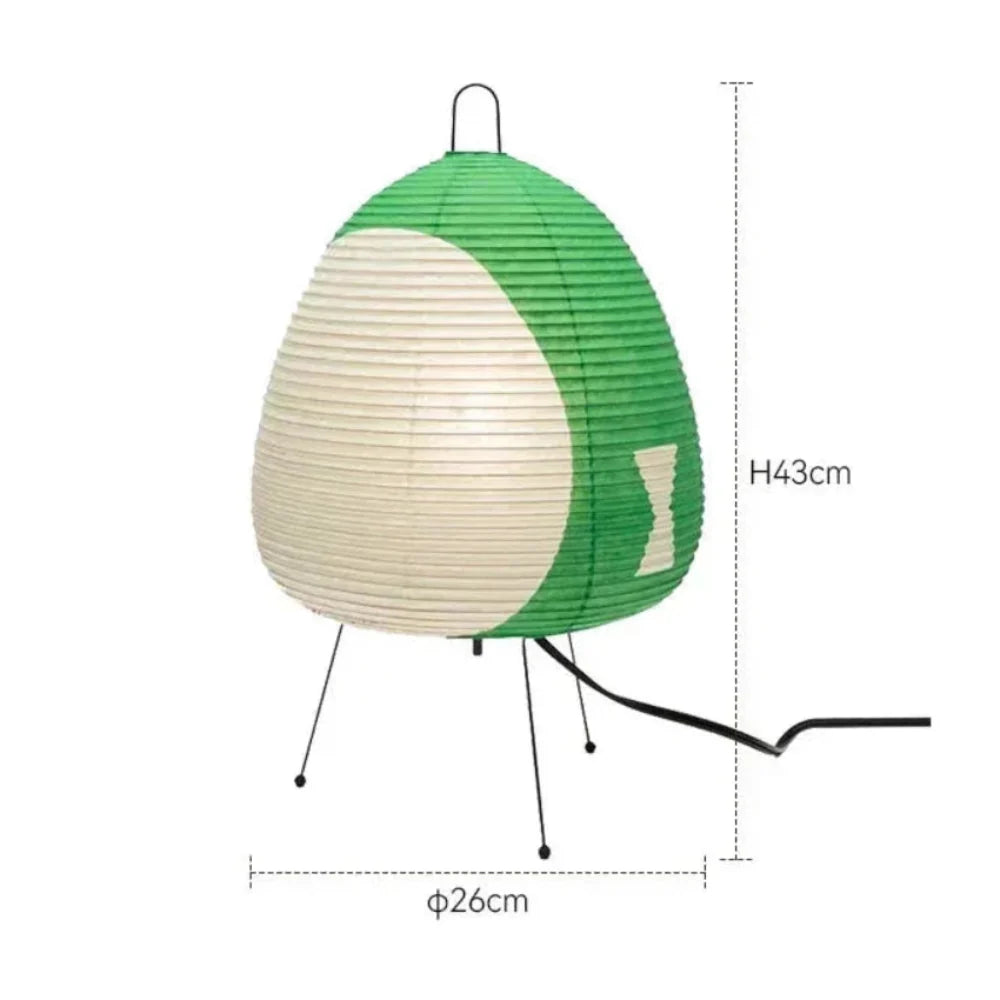 Japansk Bordlampe med Rispapirskærm og Beroligende Lys