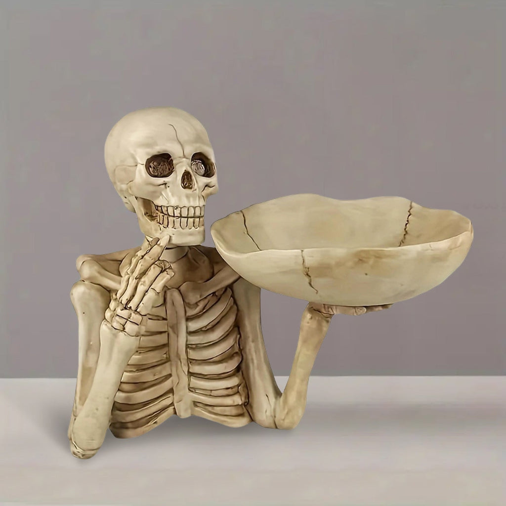 Dekorativ Kranieskål i Resin til Halloween og Gotisk Indretning