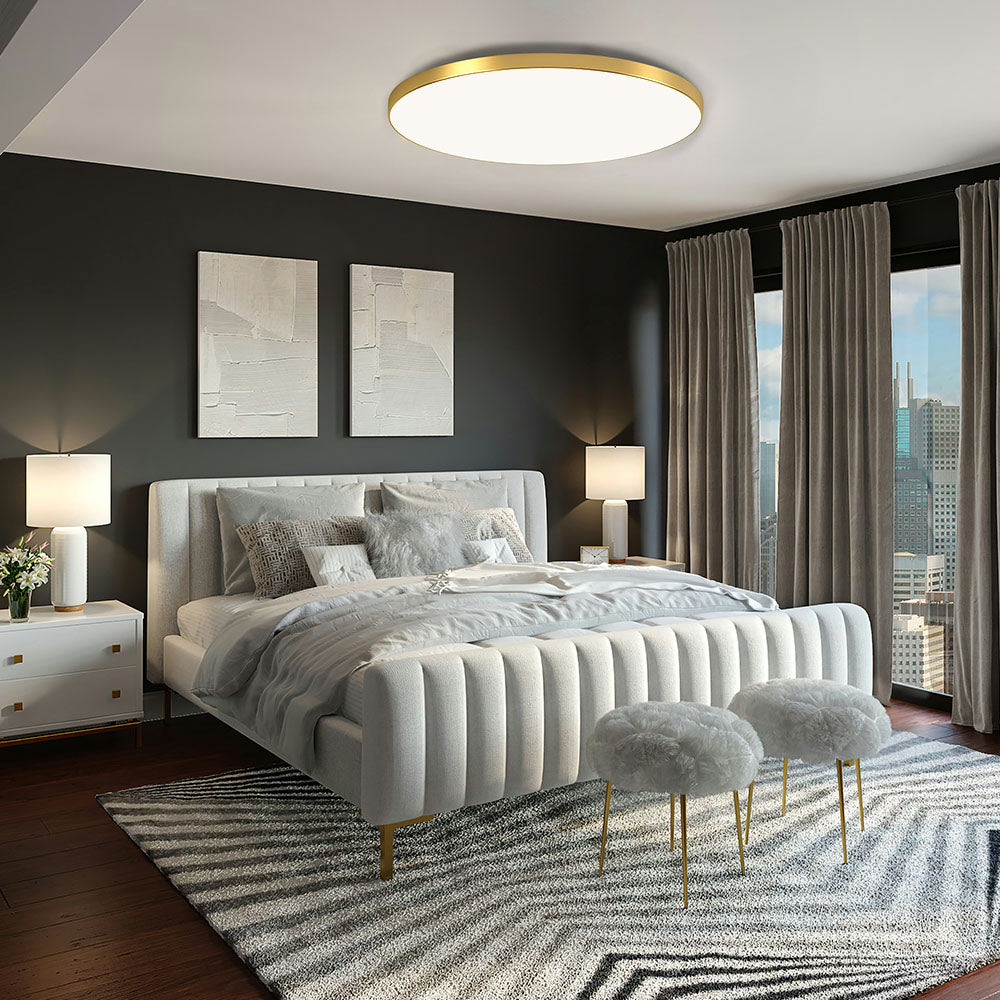 Flad Loftlampe med Klar Lysfordeling og Moderne Rund Form