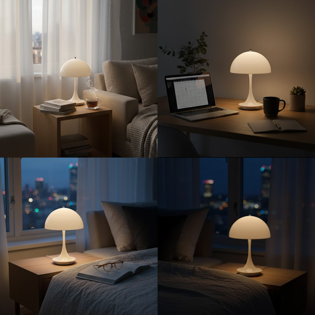 Trådløs Bordlampe med Moderne Form og Varm LED Belysning