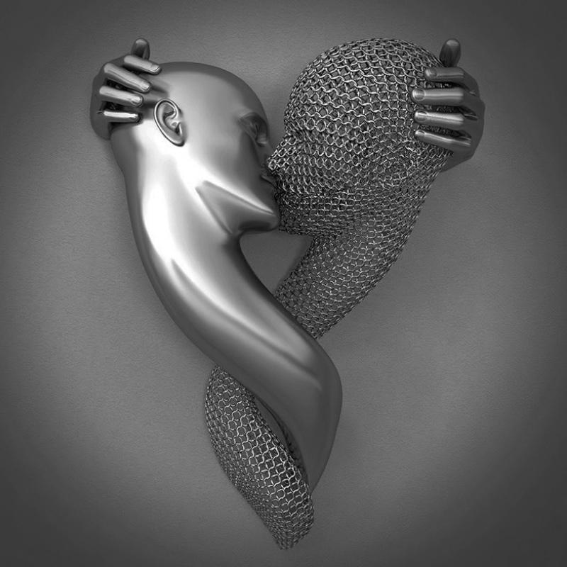 Romantisk Vægkunst med Metallisk 3D-Effekt