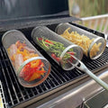 Rullende Grillkurv I Rustfrit Stål Til Jævn Og Sprød Udendørs Grillning