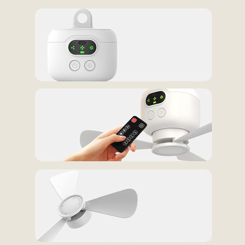 Loftventilator med LED‑Lys, Aftagelige Vinger og Kraftigt Batteri