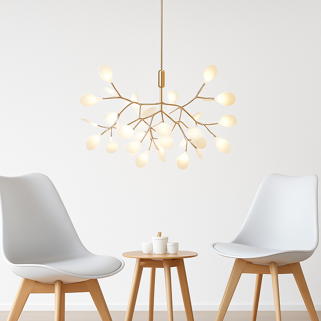 Moderne Grenformet LED Loftpendel Med Skulpturel Lethed Og Elegant Rumlys