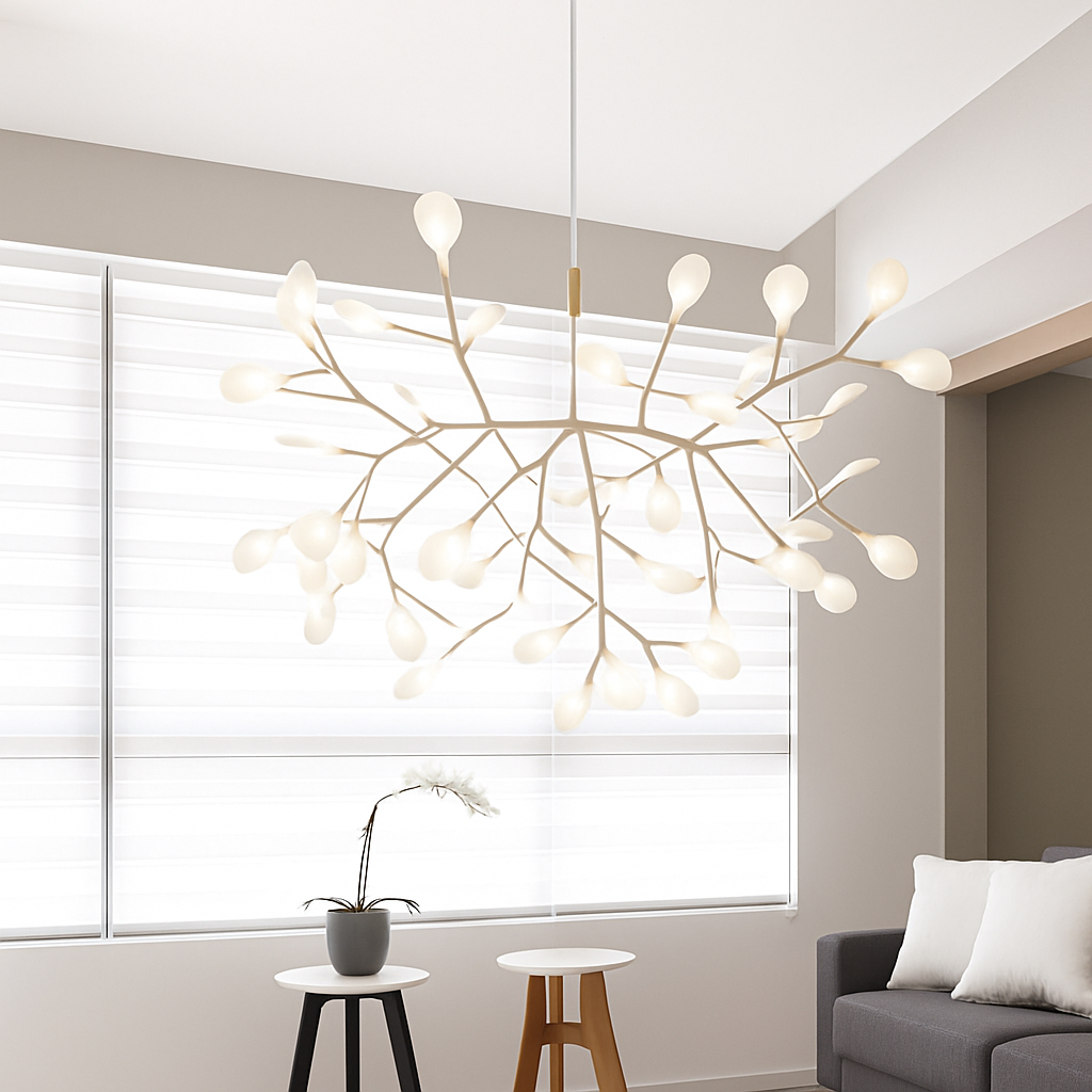 Moderne Grenformet LED Loftpendel Med Skulpturel Lethed Og Elegant Rumlys