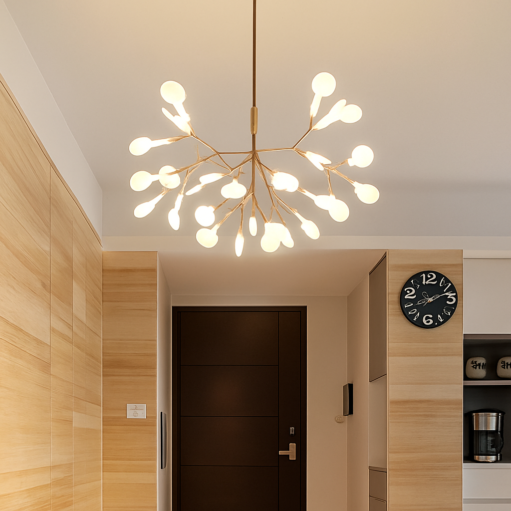 Moderne Grenformet LED Loftpendel Med Skulpturel Lethed Og Elegant Rumlys