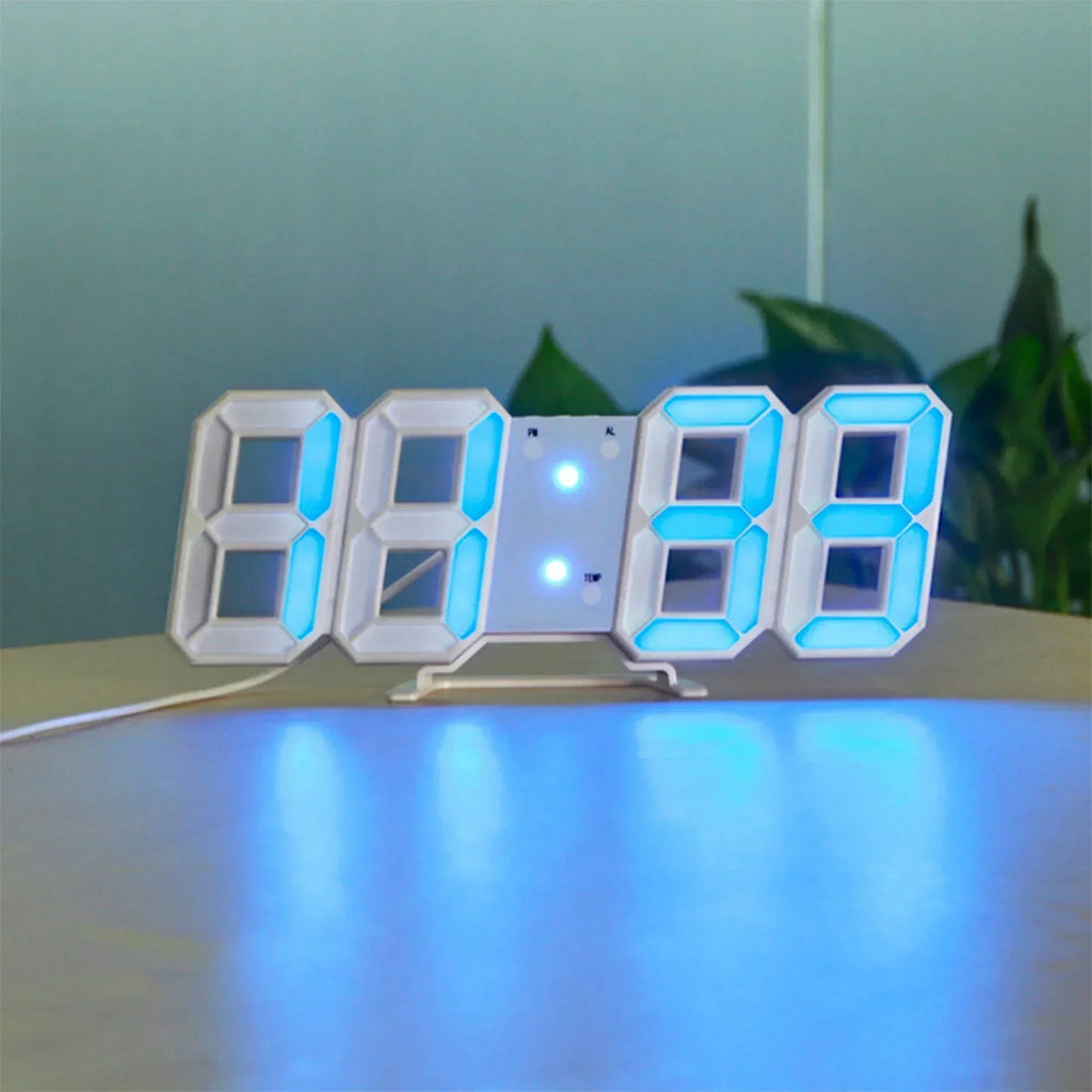 Digitalt 3D LED Vægur med Dæmpbar Belysning