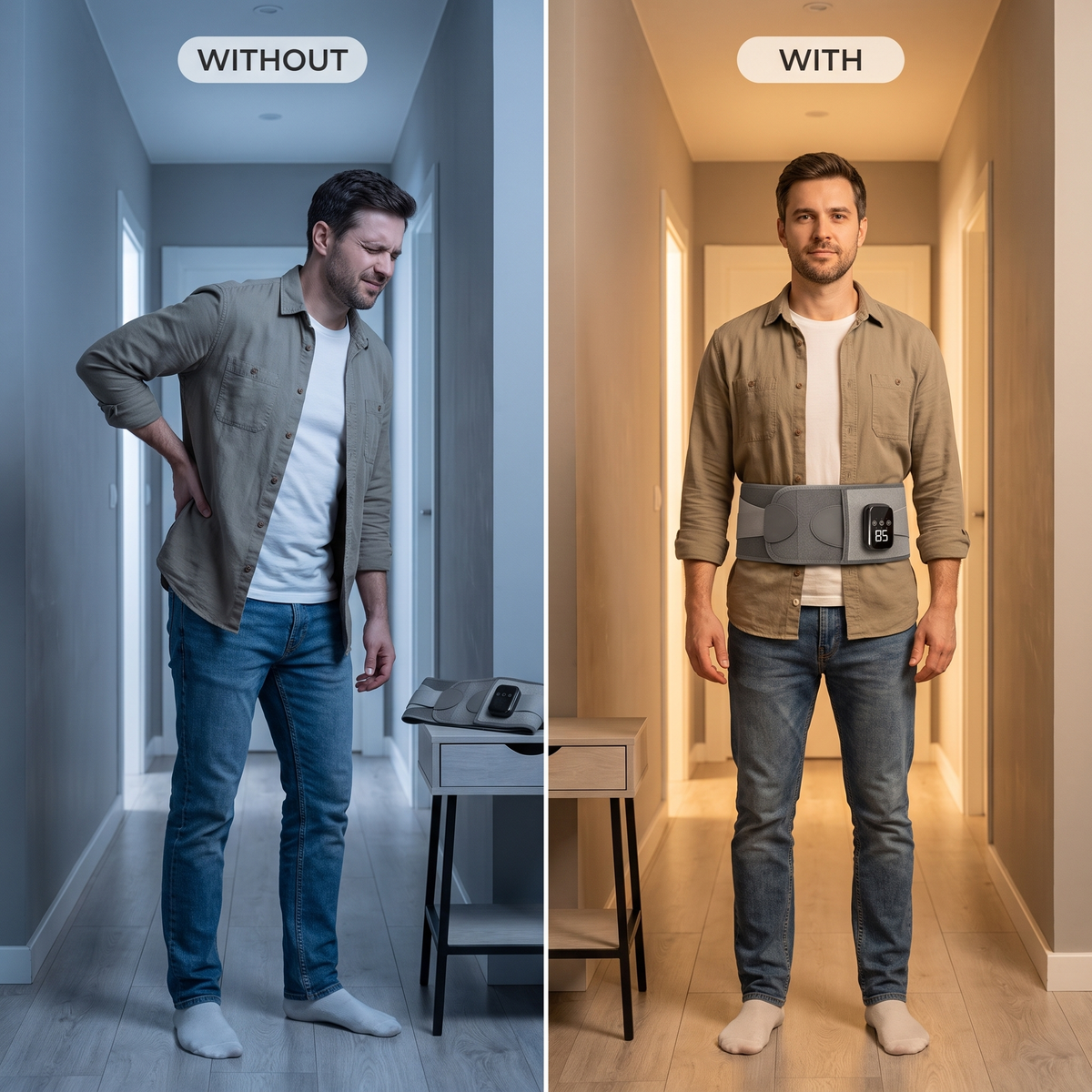 Trådløst Varmebælte med Vibration og Genopladeligt Batteri