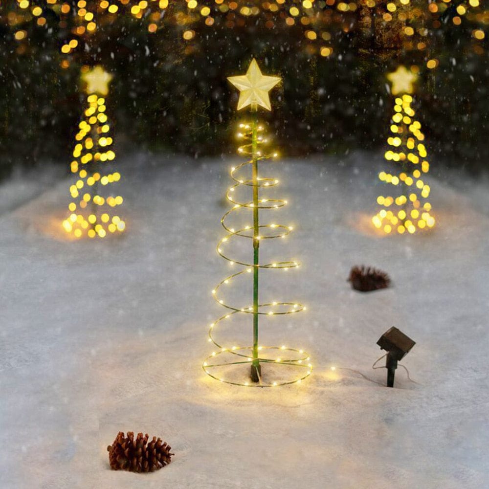 Solcelle Juledekoration Med Spiralform Og Automatisk Lys