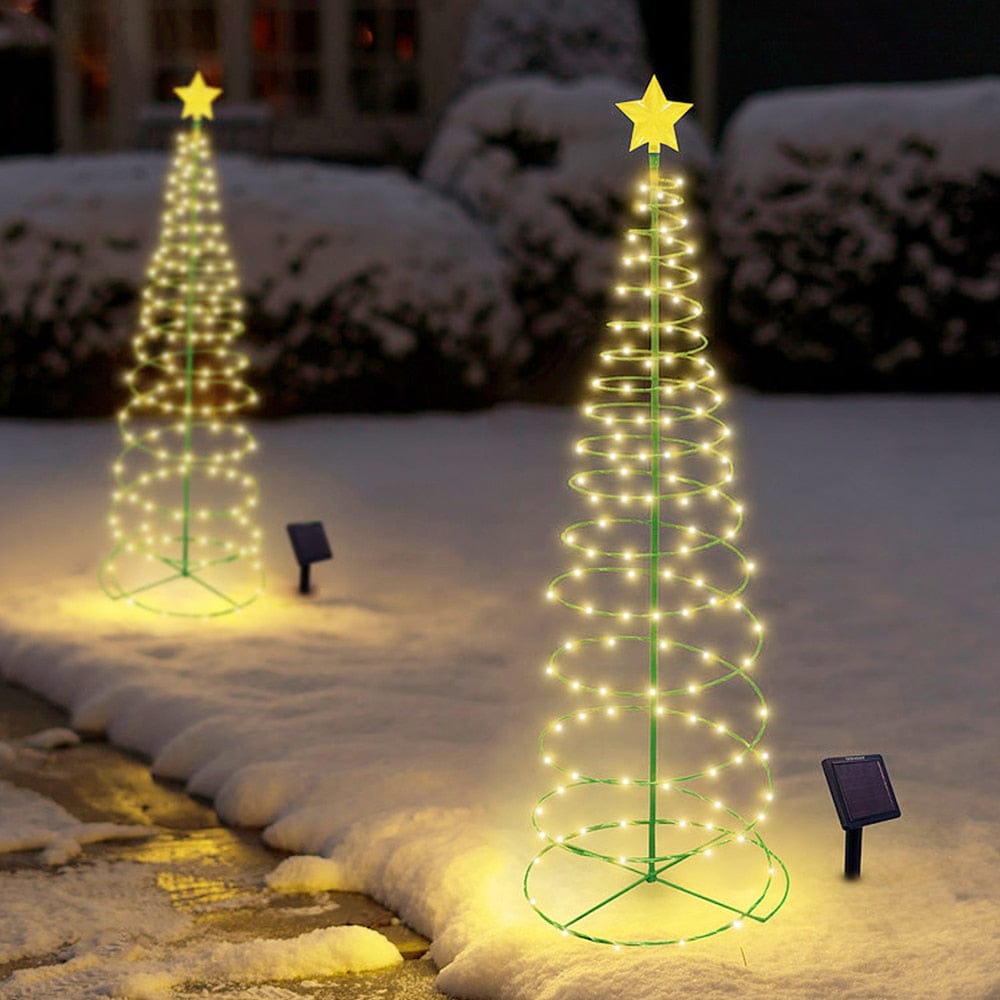 Solcelle Juledekoration Med Spiralform Og Automatisk Lys