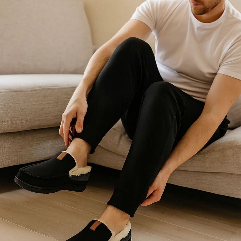 Varme Herrehjemmesko i Syntetisk Uld med Loafer-Design