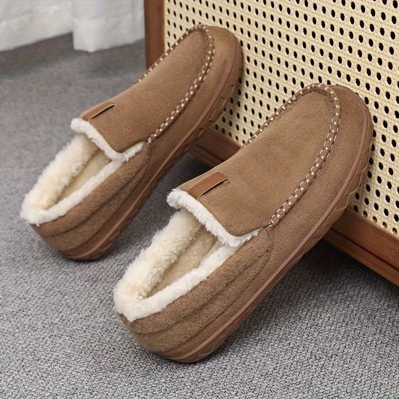 Varme Herrehjemmesko i Syntetisk Uld med Loafer-Design