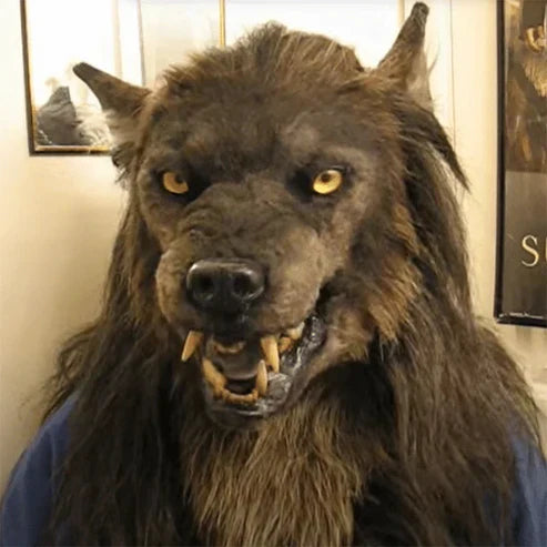 Realistisk Varulvemaske i Silikone og Kunstpels til Halloween