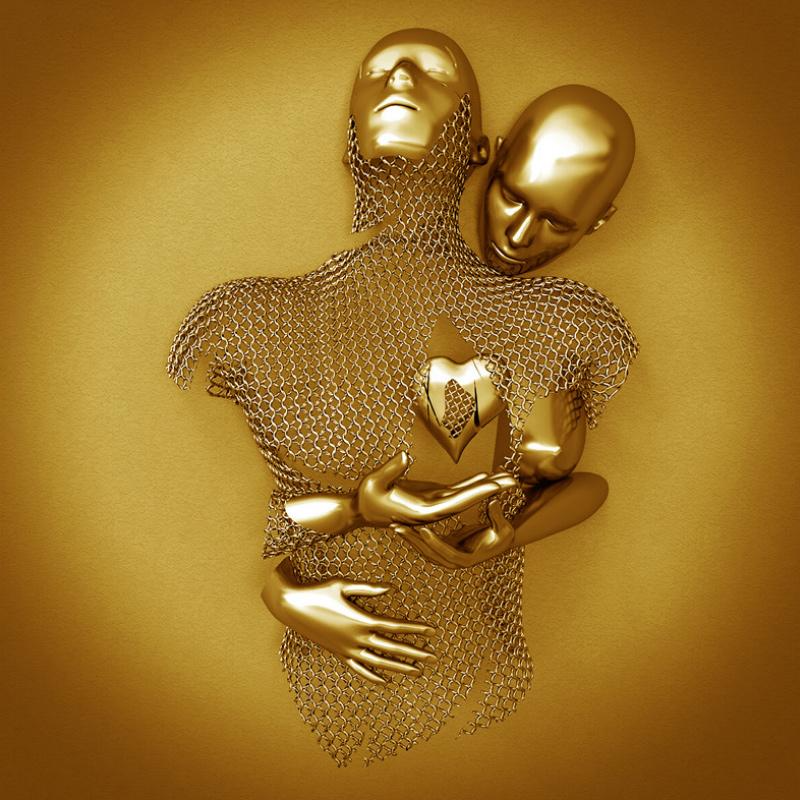 Romantisk Vægkunst med Metallisk 3D-Effekt