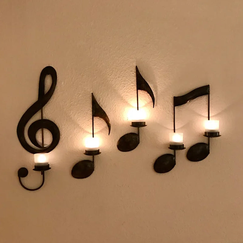 Musikalsk Vægdekoration med Fyrfadslysholdere