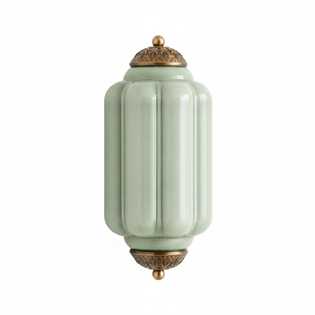 Art Deco Væglampe med Rillet Glasskærm