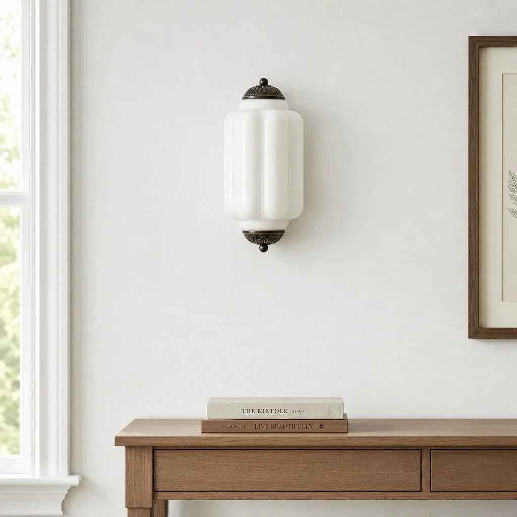 Art Deco Væglampe med Rillet Glasskærm