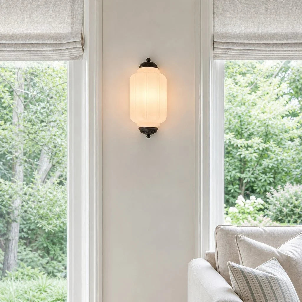 Art Deco Væglampe med Rillet Glasskærm