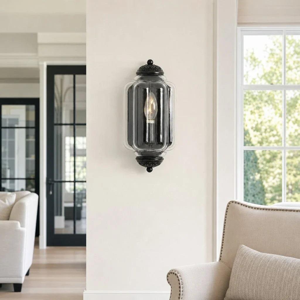 Art Deco Væglampe med Rillet Glasskærm