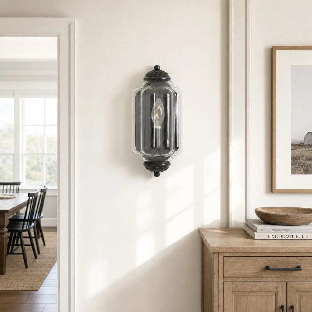 Art Deco Væglampe med Rillet Glasskærm